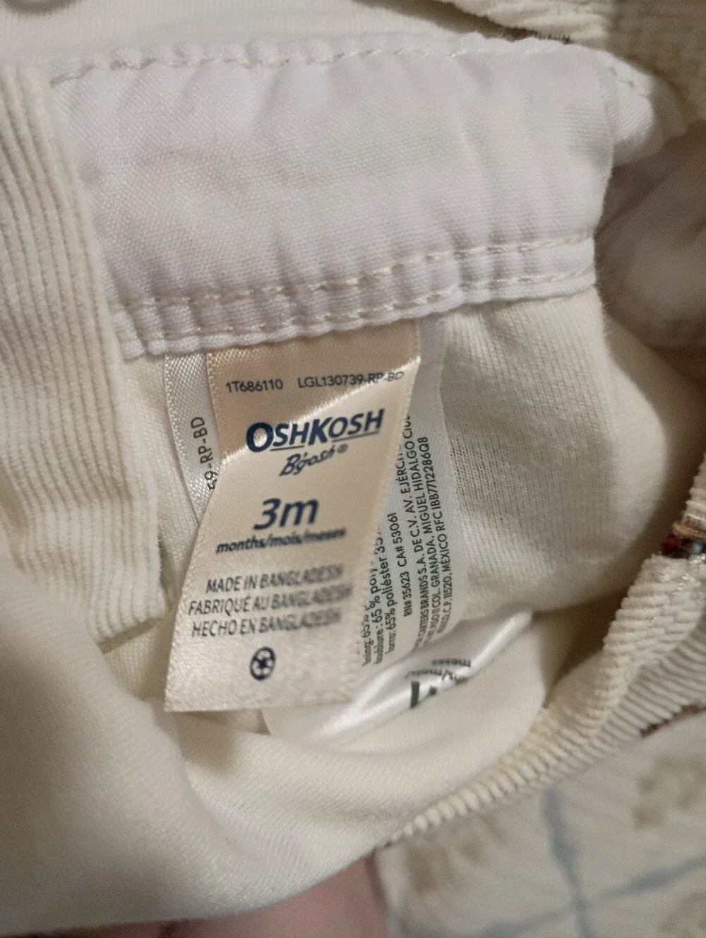 Reissue Vintage 80s/90s Style Oshkosh Corduroy Teddy Bear Overalls 3 Month NWT